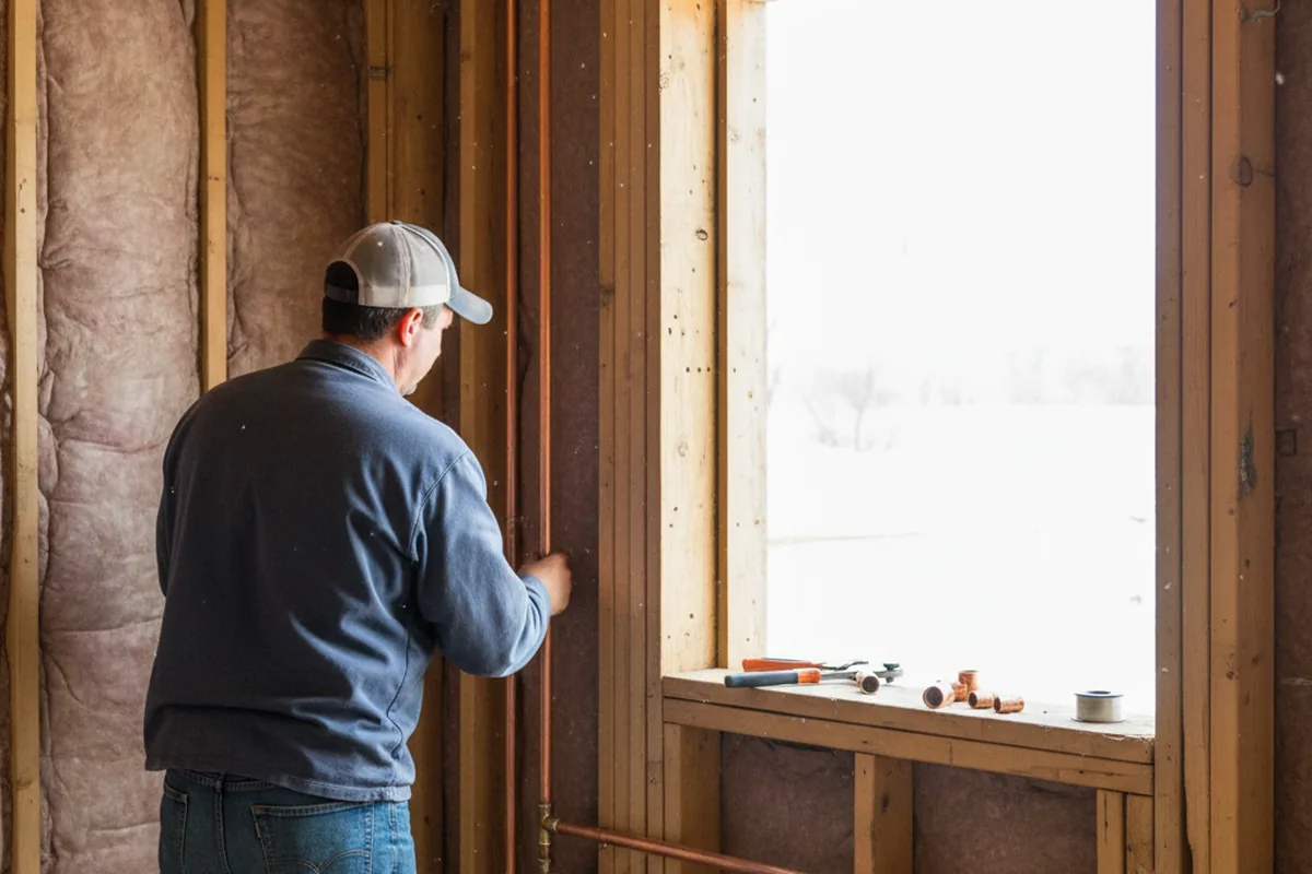Licensed plumber running new copper supply lines in a Nashport home
