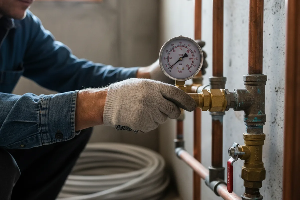 Pressure testing a repaired line during Water Line Repair in Nashport